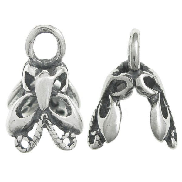 2x ANTIQUE STERLING SILVER Bail BUTTERFLY PENDANT CLASP