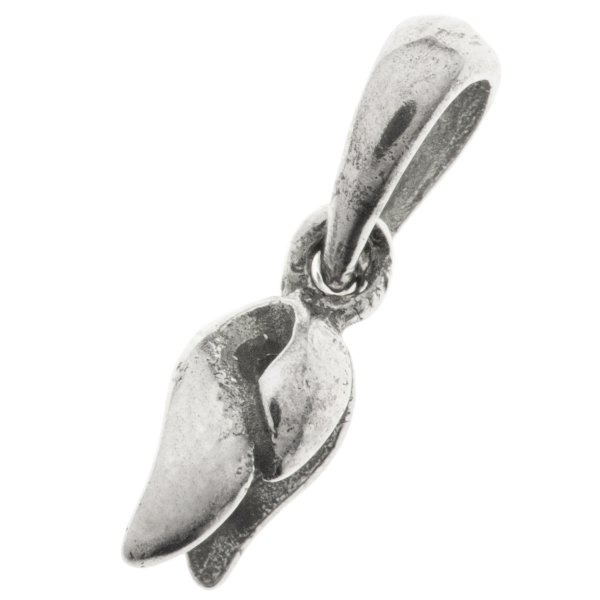1x ANTIQUE STERLING SILVER PENDANT leaf Pinch CLASP W/ BAIL
