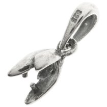 1x ANTIQUE STERLING SILVER PENDANT leaf Pinch CLASP W/ BAIL