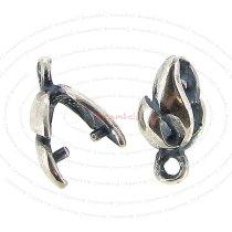 2x ANTIQUE STERLING SILVER PENDANT leaf Pinch CLASP