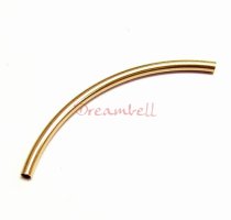 2x 14k gold filled Curve Tube Barrel bracelet bead 40mm x 2mm
