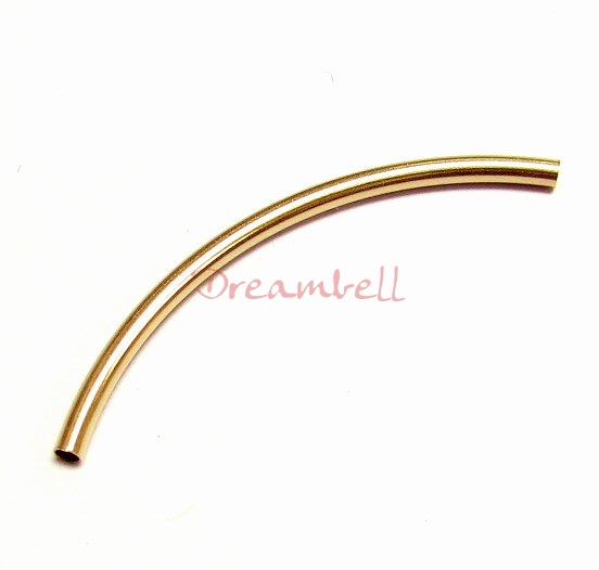 2x 14k gold filled Curve Tube Barrel bracelet bead 40mm x 2mm
