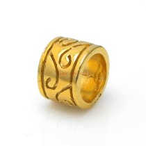 14K Real Gold Plated 925 Sterling Silver Flower Bead Tube for European Charm Bracelets 7.5mm