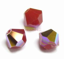 24x Swarovski Elements Bicone Crystal 5301 Dark Red Coral AB 4mm