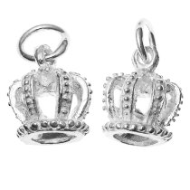 2x Sterling silver Mini Crown Dangle Charm Bead 8.5mm