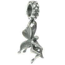 Antique Sterling Silver Butterfly Fairy Angel Dangle Bead for European Charm Bracelets