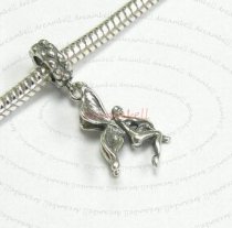 Antique Sterling Silver Butterfly Fairy Angel Dangle Bead for European Charm Bracelets