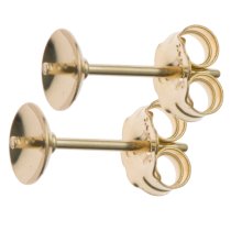 2x 14K Gold Filled 4mm Pearl Cup Stud Earring Post w/ PIN
