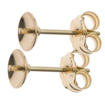 2x 14K Gold Filled 5mm Pearl Cup Stud Earring Post w/ PIN