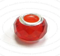Sterling Silver Faceted Light Siam Glass Bead for European Charm Bracelets 12mm