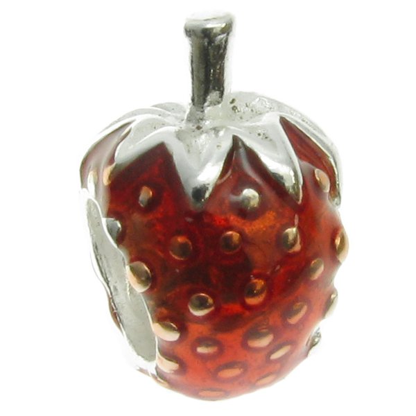 sterling silver Strawberry for European Charm Bracelets bead
