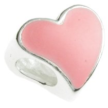 Sterling Silver Tilted Heart for European Enamel Bead charm Bracelet