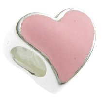 Sterling Silver Tilted Heart for European Enamel Bead charm Bracelet