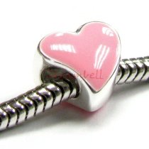 Sterling Silver Tilted Heart for European Enamel Bead charm Bracelet