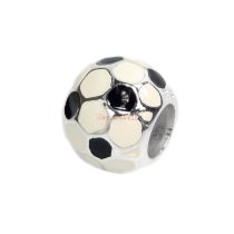 Sterling silver Round Football Soccer Enamel bead for European Charm Bracelets