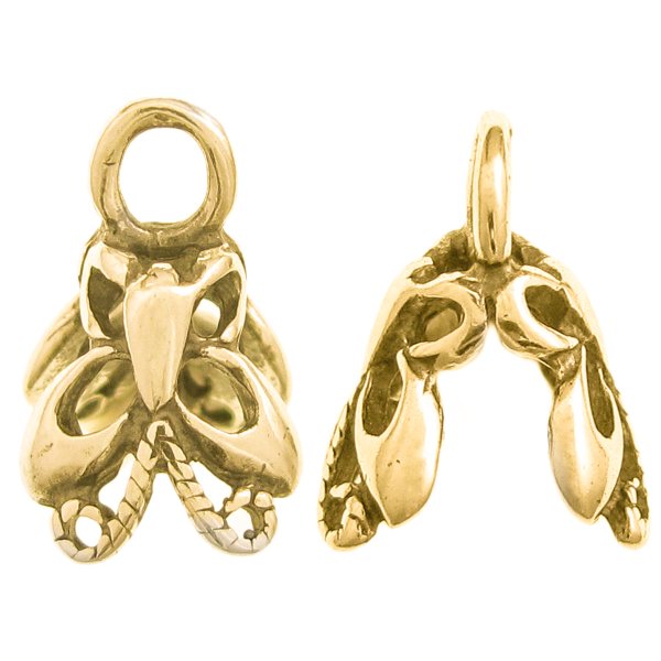 2x 14K Real Gold Plated STERLING SILVER Bail BUTTERFLY PENDANT CLASP