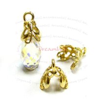 2x 14K Real Gold Plated STERLING SILVER Bail BUTTERFLY PENDANT CLASP