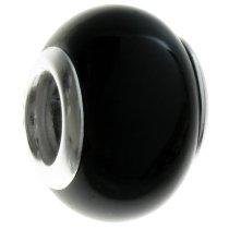 Sterling Silver Genuine Onyx Round Bead for European Charm Bracelets 12mm