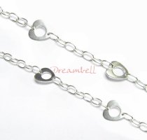 12″ x Sterling Silver bead Heart Anchor Rolo Cable Round Link Chain 10.5mm