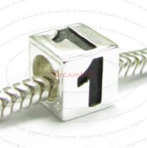 Sterling Silver Dice Cube Digit 1″ Bead Tube for European Charm Bracelets