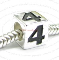 Sterling Silver Dice Cube Digit 4″ Bead Tube for European Charm Bracelets