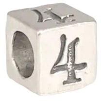 Sterling Silver Dice Cube Digit 4" Bead Tube for European Charm Bracelets