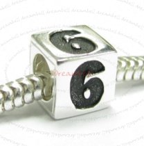 Sterling Silver Dice Cube Digit 6″ Bead Tube for European Charm Bracelets