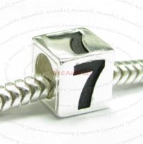 Sterling Silver Dice Cube Digit 7″ Bead Tube for European Charm Bracelets