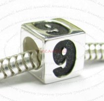 Sterling Silver Dice Cube Digit 9″ Bead Tube for European Charm Bracelets