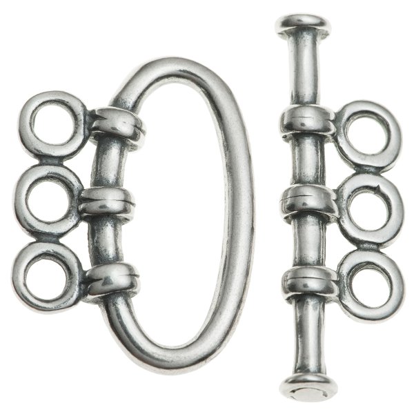 1x Sterling Silver 3 strand Toggle Clasp Heavy