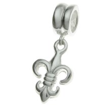 Sterling Silver FLEUR-DE-LIS Dangle Bead for European Charm Bracelets
