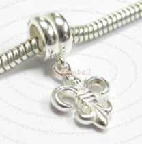 Sterling Silver FLEUR-DE-LIS Dangle Bead for European Charm Bracelets