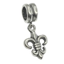 Sterling Silver FLEUR-DE-LIS Dangle Bead for European charm Bracelet