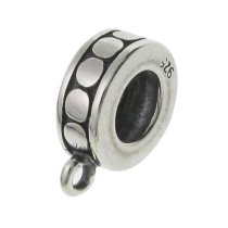 1x Sterling silver Pendant Charm Connector Cord Ring CIRCLE DOT for European Charm