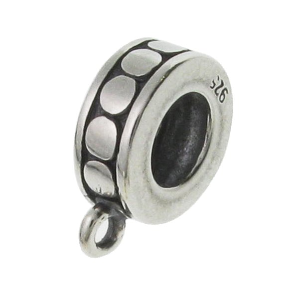 1x Sterling silver Pendant Charm Connector Cord Ring CIRCLE DOT for European Charm