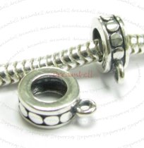 1x Sterling silver Pendant Charm Connector Cord Ring CIRCLE DOT for European Charm