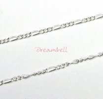 12″ Sterling silver bead Oval link Chain FIGARO 3+1
