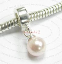 Sterling Silver Swarovski Rosaline Pearl Pendant Bead for European Charm Bracelets