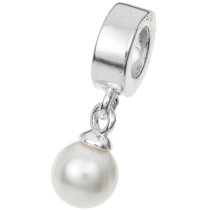 Sterling Silver Swarovski White Pearl Pendant Bead for European Charm Bracelets
