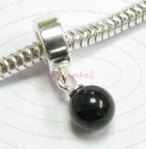Sterling Silver Swarovski Mystic Black Pearl Pendant Bead for European Charm Bracelets