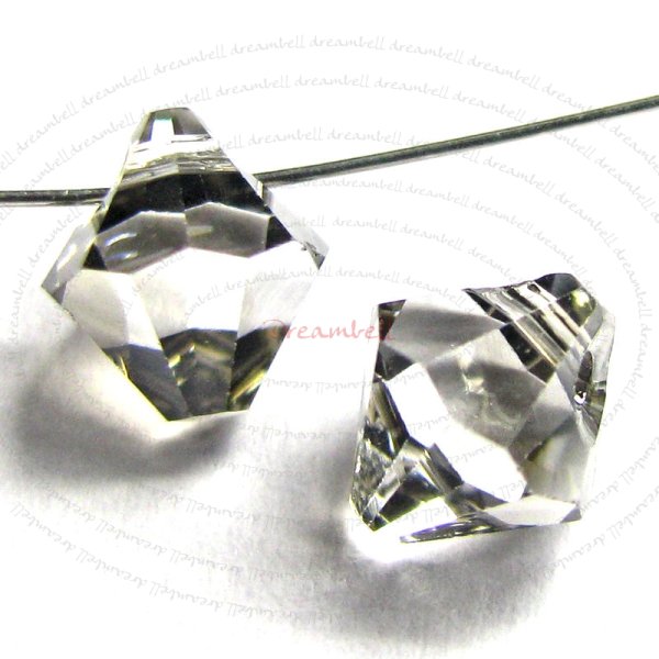 12x Swarovski crystal 6301 Top Drill Bicone Clear Satin 6mm