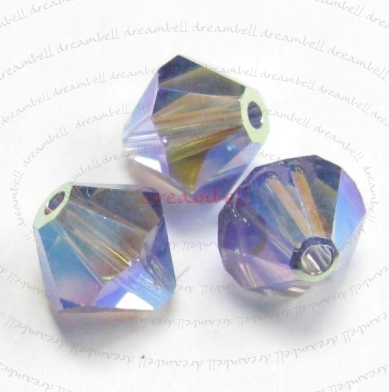 12x Swarovski Elements Bicone Crystal 5301 Tanzanite 6mm AB 2x