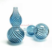 1x Lampwork Dichroic Blown Glass GOURD SWIRL Bead AQUAMARINE 40mm