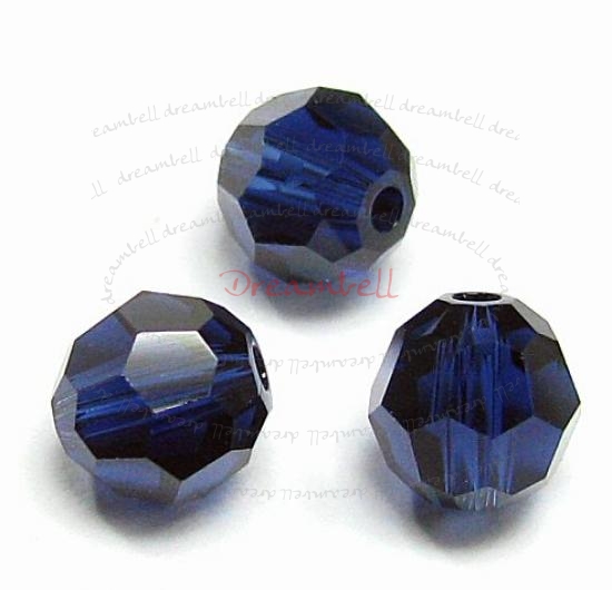 12x Swarovski Crystal Elements Round Faceted 5000 Dark Indigo 6mm