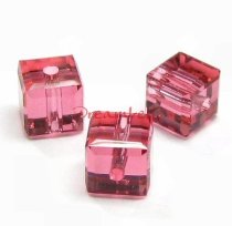 6x Swarovski Elements Crystal 5601 Cube Bead Indian Pink 4mm