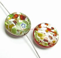 Murano Flower Lampwork FOIL GLASS ROUND bead Gold stone 16mm