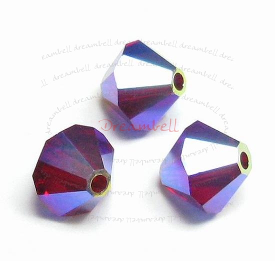 12 Swarovski Elements Bicone Crystal 5301 Siam AB 2x 6mm