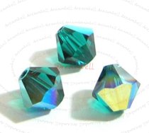 24 x AB Swarovski Elements Bicone Crystal 5301 Emerald 4mm