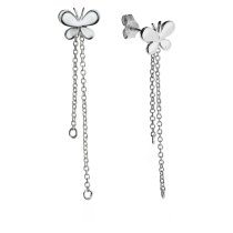 2x STERLING SILVER Earring posts Butterfly chains and rings for dangle