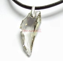 Pegasus Wing Swarovski Crystal 6150 Pendant Silver Shade 30mm